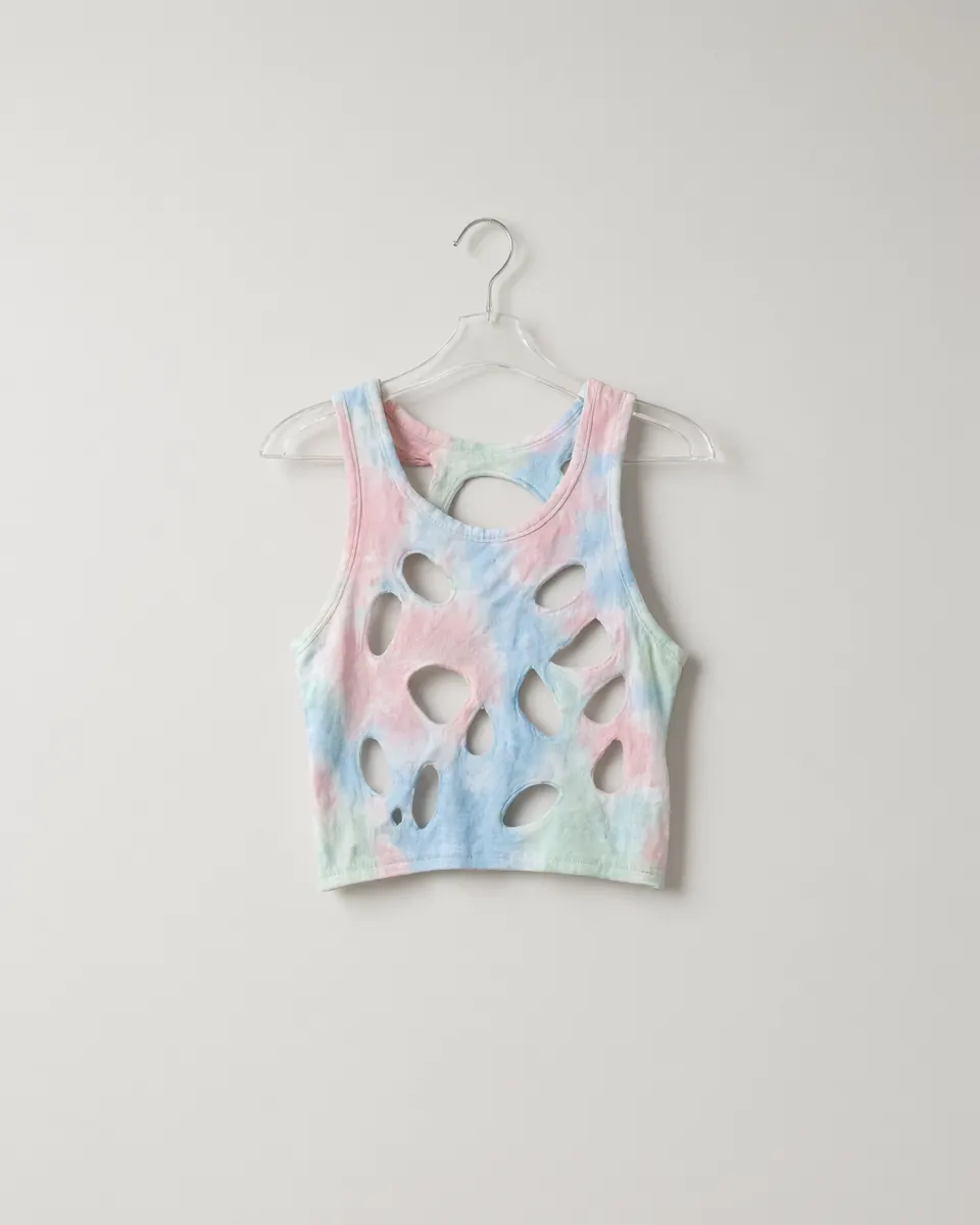 Cutout tank, pastel hand-dyed