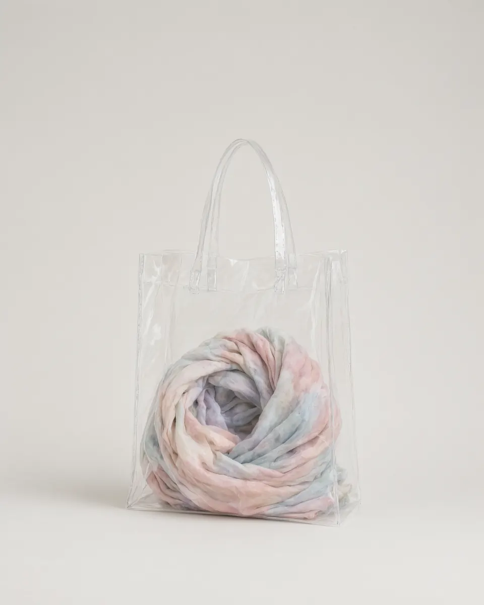 Clear tote, pastel hand-dyed